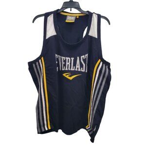 Everlast Mens Black Yellow Gray Stripe Sleeveless Racerback Graphic Tank Size XL